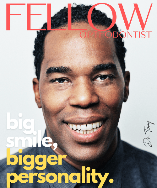 Adult man showing smile on Fellow Orthodontist designed magazine cover