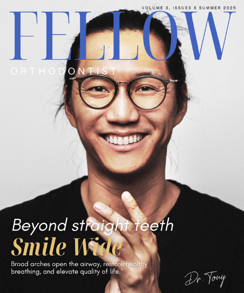 Adult man on magazine cover of Fellow Orthodontist with smile results